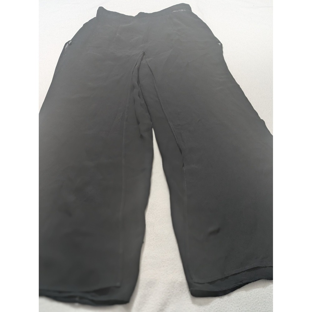 TADASHI Shoji Sz 12 Vtg Skirt Effect Cocktail Pants Black‎ Gauze Formal Designer